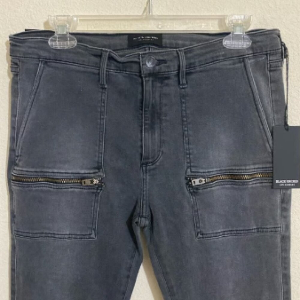 BLACK ORCHID Los Angeles Womens Liquify Vintage-look Black Jeans w Zippers Sz 30